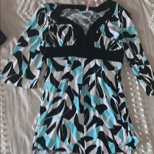 Blue, white, black tunic